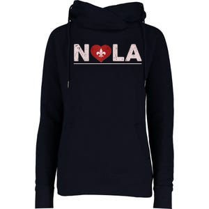 Nola Strong 2025 New Orleans Support Heart Womens Funnel Neck Pullover Hood