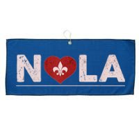 Nola Strong 2025 New Orleans Support Heart Large Microfiber Waffle Golf Towel