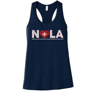 Nola Strong 2025 New Orleans Support Heart Women's Racerback Tank