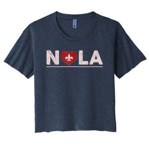 Nola Strong 2025 New Orleans Support Heart Women's Crop Top Tee