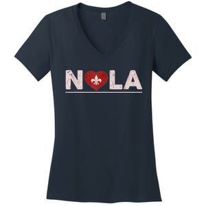 Nola Strong 2025 New Orleans Support Heart Women's V-Neck T-Shirt