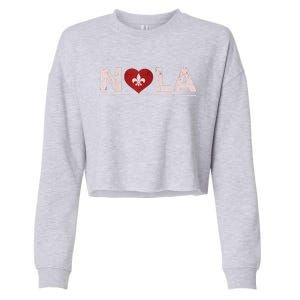 Nola Strong 2025 New Orleans Support Heart Cropped Pullover Crew