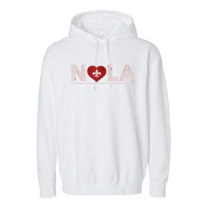 Nola Strong 2025 New Orleans Support Heart Garment-Dyed Fleece Hoodie