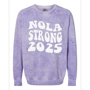 Nola Strong 2025 Never Forget New Orleans Funny Groovy Colorblast Crewneck Sweatshirt