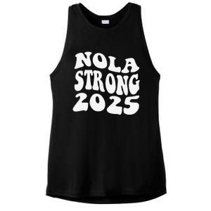 Nola Strong 2025 Never Forget New Orleans Funny Groovy Ladies PosiCharge Tri-Blend Wicking Tank