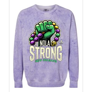 Nola Strong 2025 Mardi Gras Beads Unity For Louisiana Colorblast Crewneck Sweatshirt