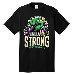 Nola Strong 2025 Mardi Gras Beads Unity For Louisiana Tall T-Shirt