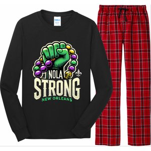 Nola Strong 2025 Mardi Gras Beads Unity For Louisiana Long Sleeve Pajama Set