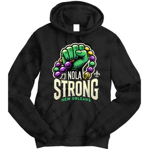 Nola Strong 2025 Mardi Gras Beads Unity For Louisiana Tie Dye Hoodie