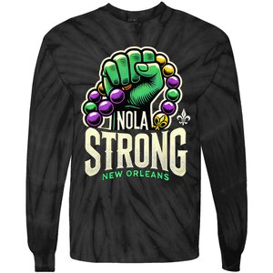 Nola Strong 2025 Mardi Gras Beads Unity For Louisiana Tie-Dye Long Sleeve Shirt