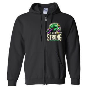 Nola Strong 2025 Mardi Gras Beads Unity For Louisiana Full Zip Hoodie