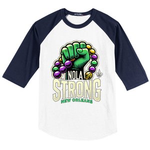 Nola Strong 2025 Mardi Gras Beads Unity For Louisiana Baseball Sleeve Shirt