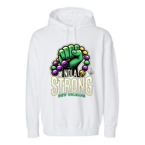 Nola Strong 2025 Mardi Gras Beads Unity For Louisiana Garment-Dyed Fleece Hoodie