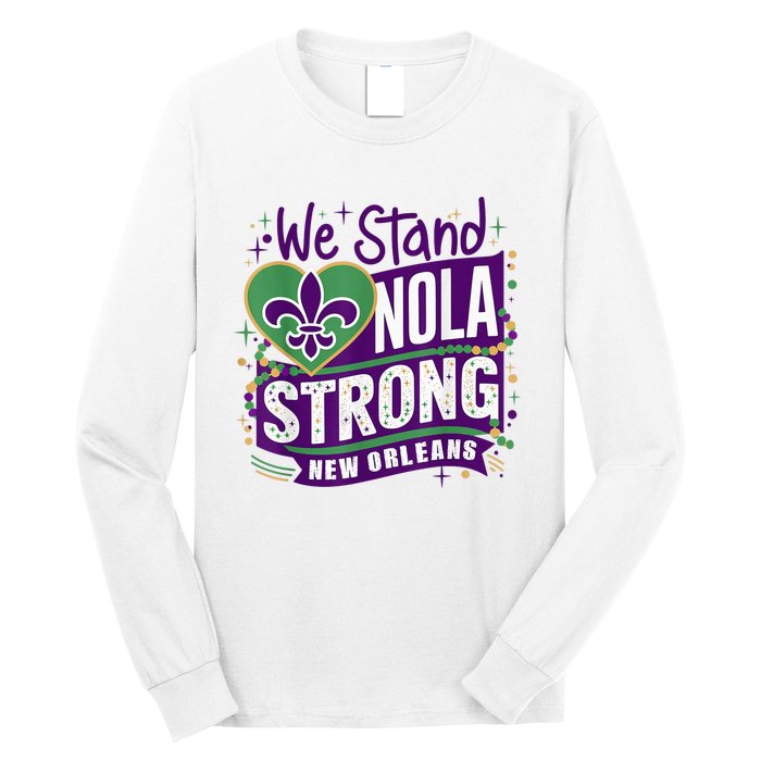 Nola Strong 2025 Support New Orleans Colorful Fleurdelis Long Sleeve Shirt