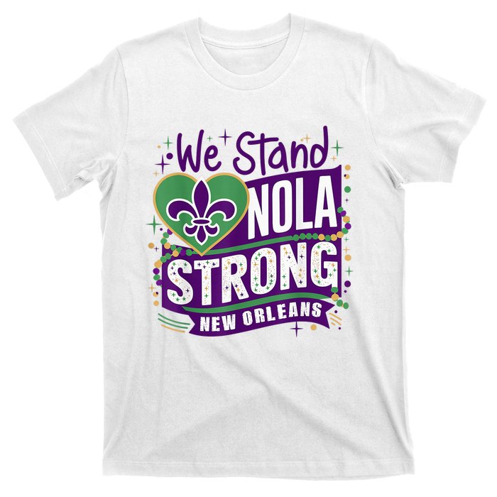 Nola Strong 2025 Support New Orleans Colorful Fleurdelis T-Shirt