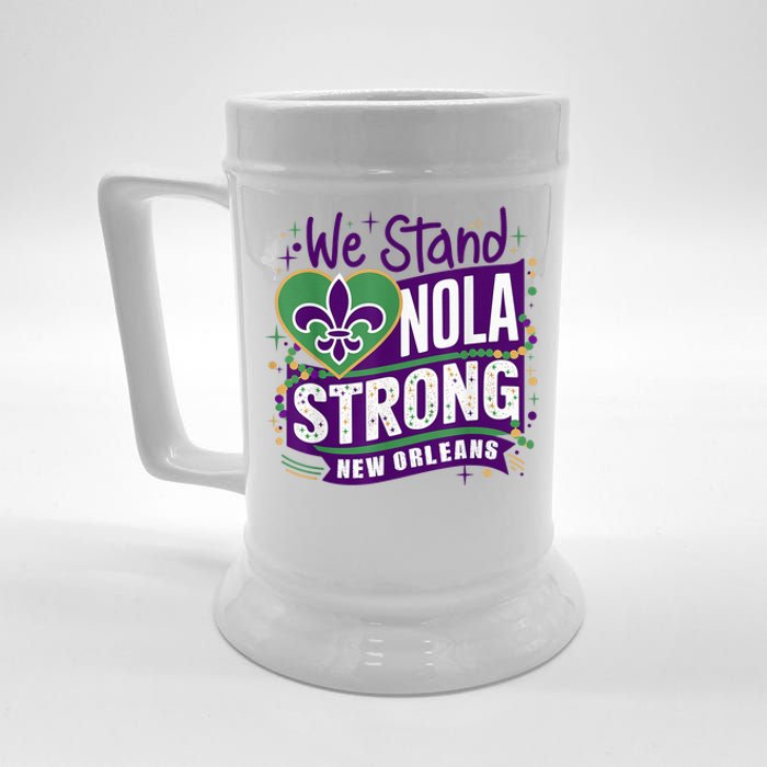 Nola Strong 2025 Support New Orleans Colorful Fleurdelis Beer Stein