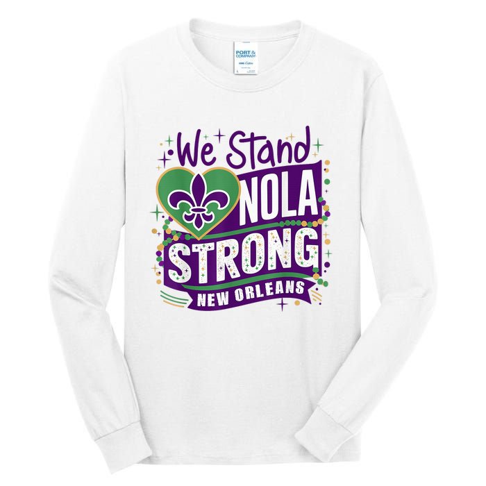 Nola Strong 2025 Support New Orleans Colorful Fleurdelis Tall Long Sleeve T-Shirt