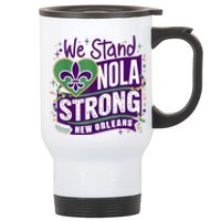 Nola Strong 2025 Support New Orleans Colorful Fleurdelis Stainless Steel Travel Mug