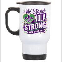 Nola Strong 2025 Support New Orleans Colorful Fleurdelis Stainless Steel Travel Mug