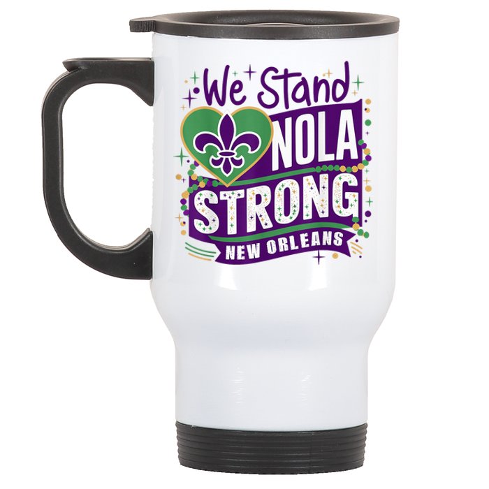 Nola Strong 2025 Support New Orleans Colorful Fleurdelis Stainless Steel Travel Mug