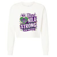 Nola Strong 2025 Support New Orleans Colorful Fleurdelis Cropped Pullover Crew