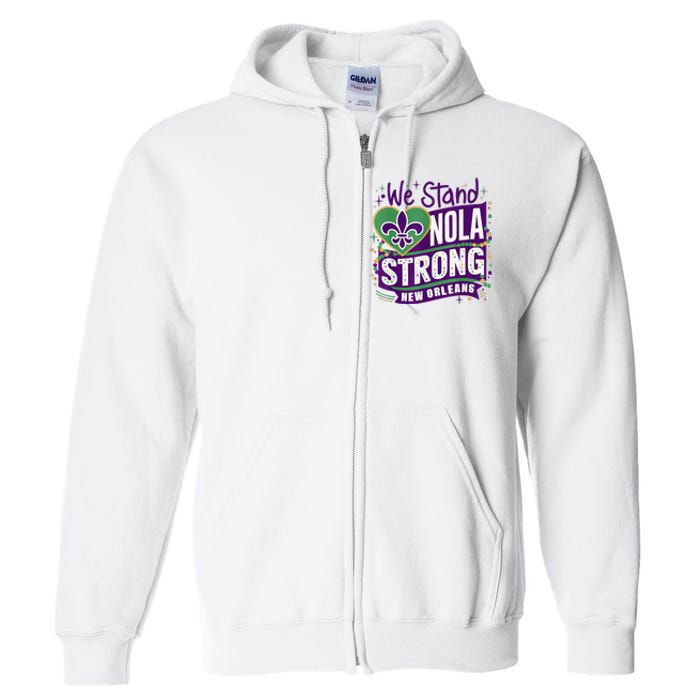 Nola Strong 2025 Support New Orleans Colorful Fleurdelis Full Zip Hoodie