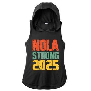 Nola Strong 2025 Support Ladies PosiCharge Tri-Blend Wicking Draft Hoodie Tank