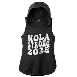 Nola Strong 2025 Rednew Orleans Support Ladies PosiCharge Tri-Blend Wicking Draft Hoodie Tank