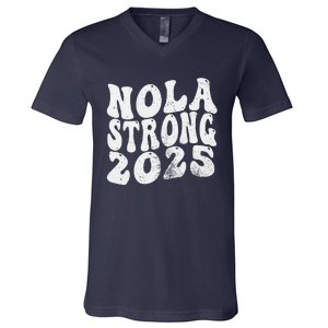 Nola Strong 2025 Rednew Orleans Support V-Neck T-Shirt