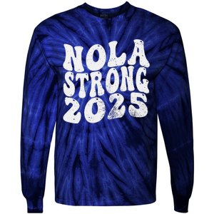 Nola Strong 2025 Rednew Orleans Support Tie-Dye Long Sleeve Shirt