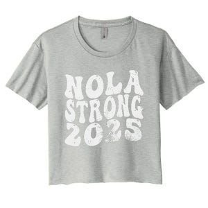 Nola Strong 2025 Rednew Orleans Support Women's Crop Top Tee