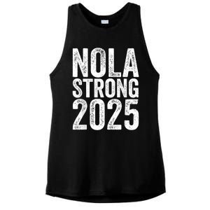 Nola Strong 2025 Red New Orleans Support Ladies PosiCharge Tri-Blend Wicking Tank