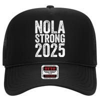 Nola Strong 2025 Red New Orleans Support High Crown Mesh Back Trucker Hat