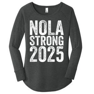 Nola Strong 2025 Red New Orleans Support Women's Perfect Tri Tunic Long Sleeve Shirt