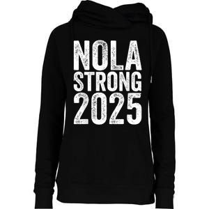 Nola Strong 2025 Red New Orleans Support Womens Funnel Neck Pullover Hood