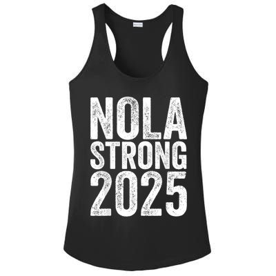 Nola Strong 2025 Red New Orleans Support Ladies PosiCharge Competitor Racerback Tank