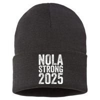 Nola Strong 2025 Red New Orleans Support Sustainable Knit Beanie