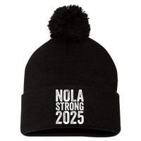 Nola Strong 2025 Red New Orleans Support Pom Pom 12in Knit Beanie