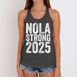 Nola Strong 2025 Red New Orleans Support Women's Knotted Racerback Tank