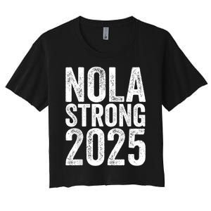 Nola Strong 2025 Red New Orleans Support Women's Crop Top Tee