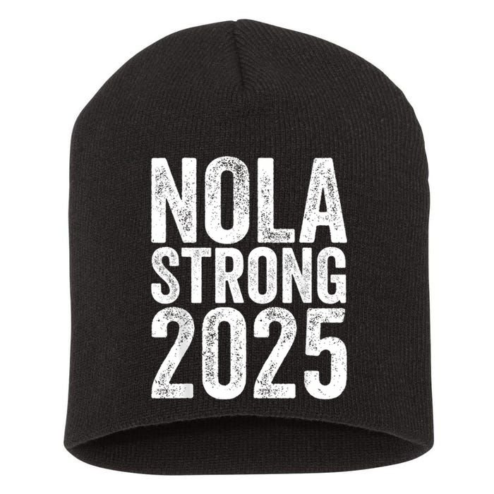 Nola Strong 2025 Red New Orleans Support Short Acrylic Beanie