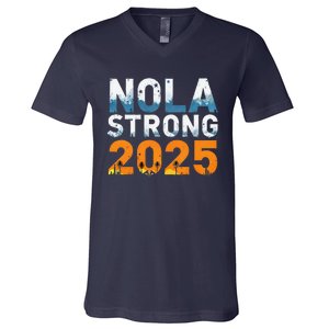 Nola Strong 2025 Never Forget New Orleans Retro V-Neck T-Shirt