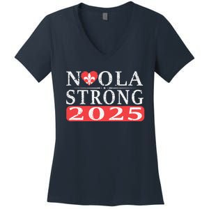 Nola Strong 2025 New Orleans Support Women's V-Neck T-Shirt