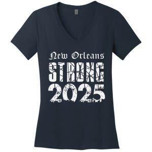 Nola Strong 2025 Never Forget New Orleans Support Women's V-Neck T-Shirt