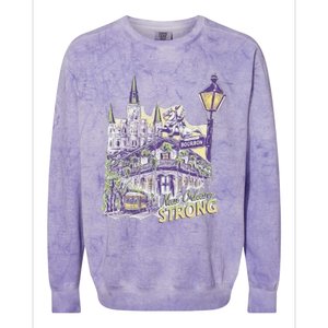 Nola Strong 2025 Rednew Orleans Support Colorblast Crewneck Sweatshirt