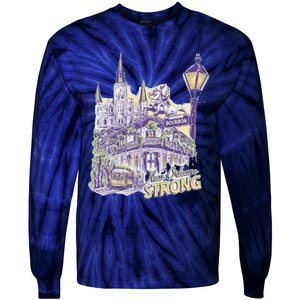 Nola Strong 2025 Rednew Orleans Support Tie-Dye Long Sleeve Shirt