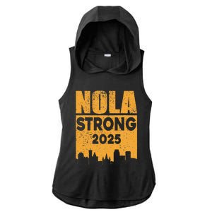 Nola Strong 2025 Never Forget New Orleans Ladies PosiCharge Tri-Blend Wicking Draft Hoodie Tank