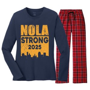 Nola Strong 2025 Never Forget New Orleans Women's Long Sleeve Flannel Pajama Set 