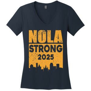 Nola Strong 2025 Never Forget New Orleans Women's V-Neck T-Shirt