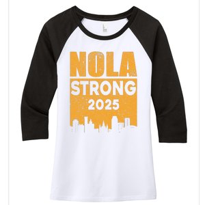 Nola Strong 2025 Never Forget New Orleans Women's Tri-Blend 3/4-Sleeve Raglan Shirt